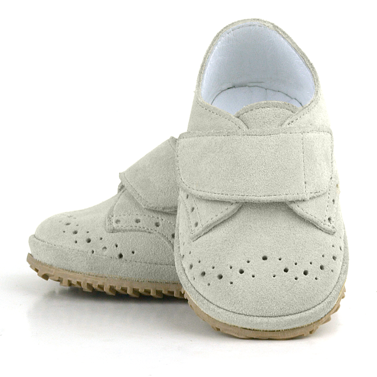 Hakiki Deri Bej Nubuk Cırtlı Bebek Patik Ayakkabı