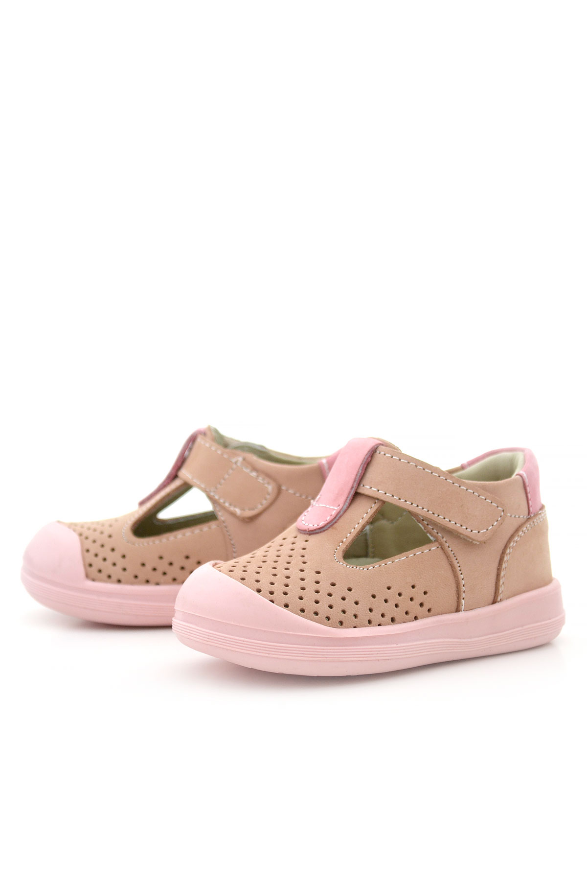 Rakerplus Shaun Hakiki Deri Pudra Pembe Cırtlı Anatomik Bebek Sandalet