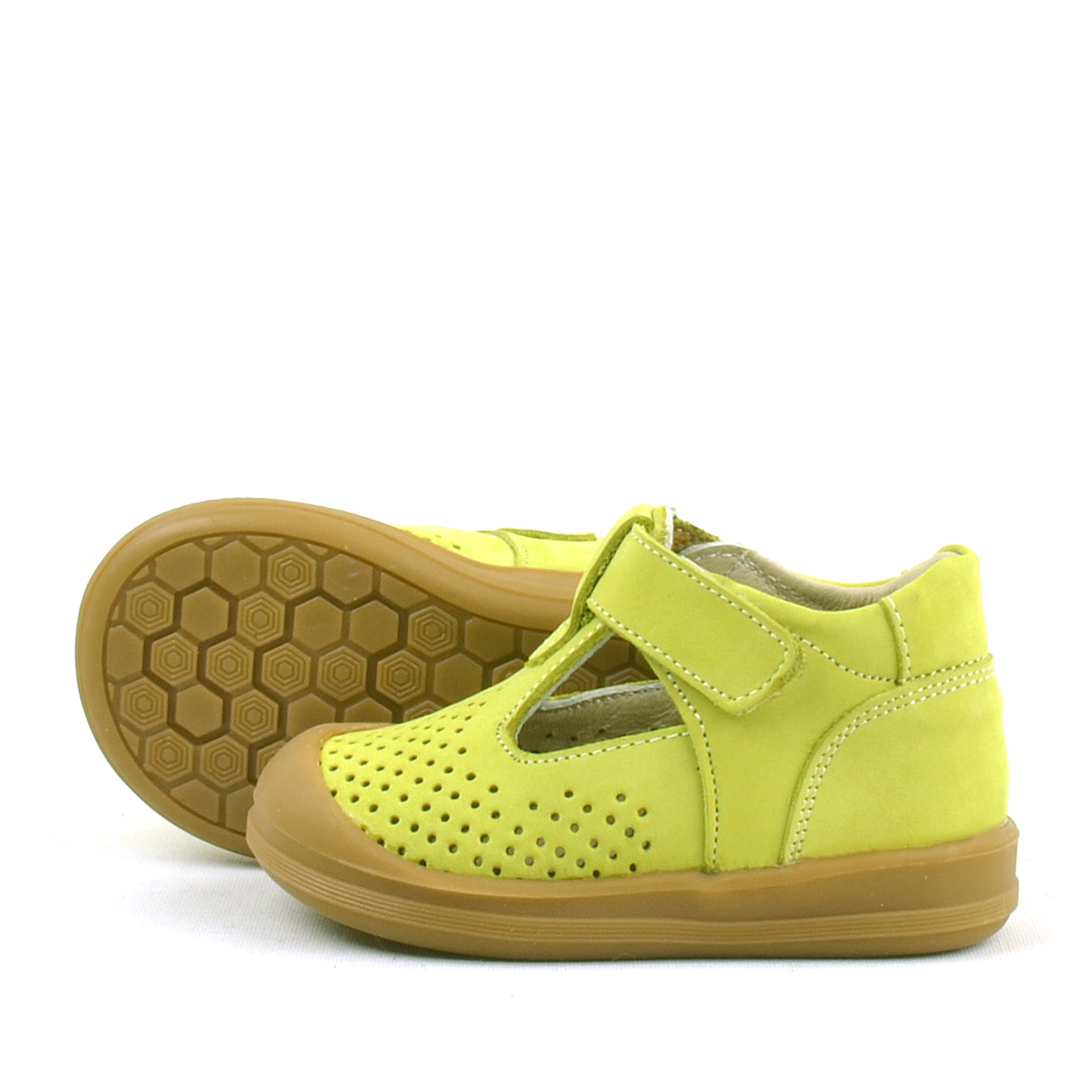 Rakerplus Shaun Hakiki Deri Fıstık Yeşili Cırtlı Anatomik Bebek Sandalet