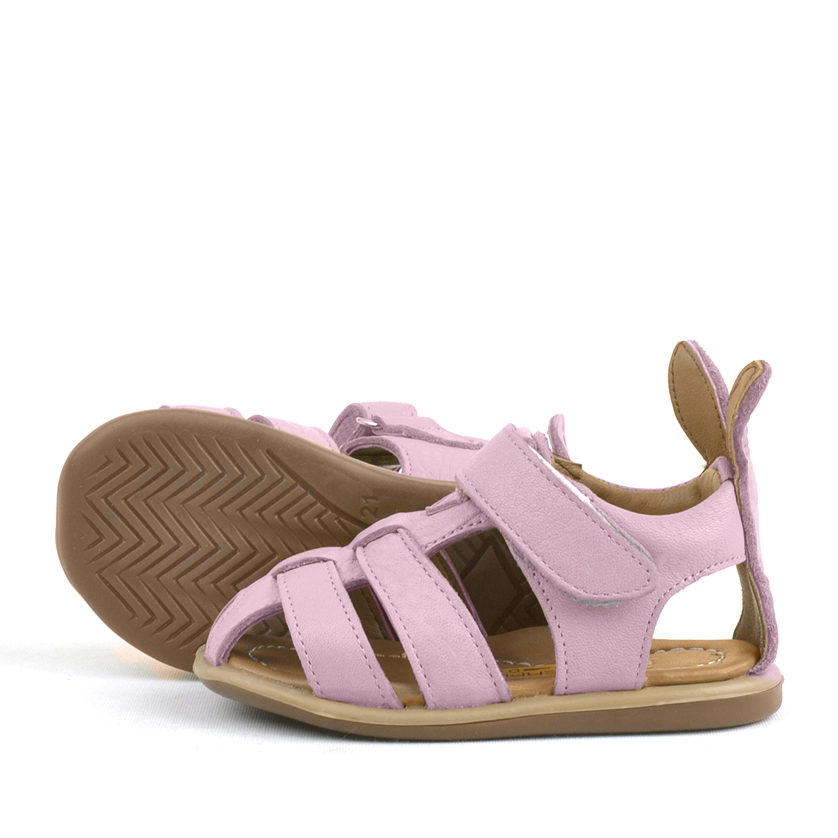 Rakerplus Bunny Hakiki Deri Pembe Cırtlı Bebek Sandalet